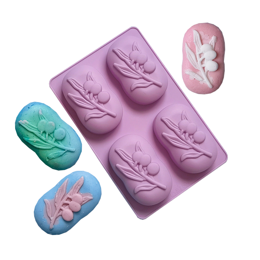 Soap Making Experiment - 4-holtes ovale olijfboom siliconen zeep mal