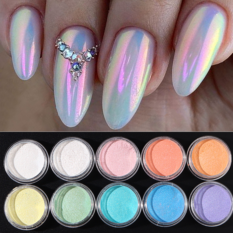 Mica Powder Colorant - 10 stks Set Nail Zeemeermin Dompelpoeder