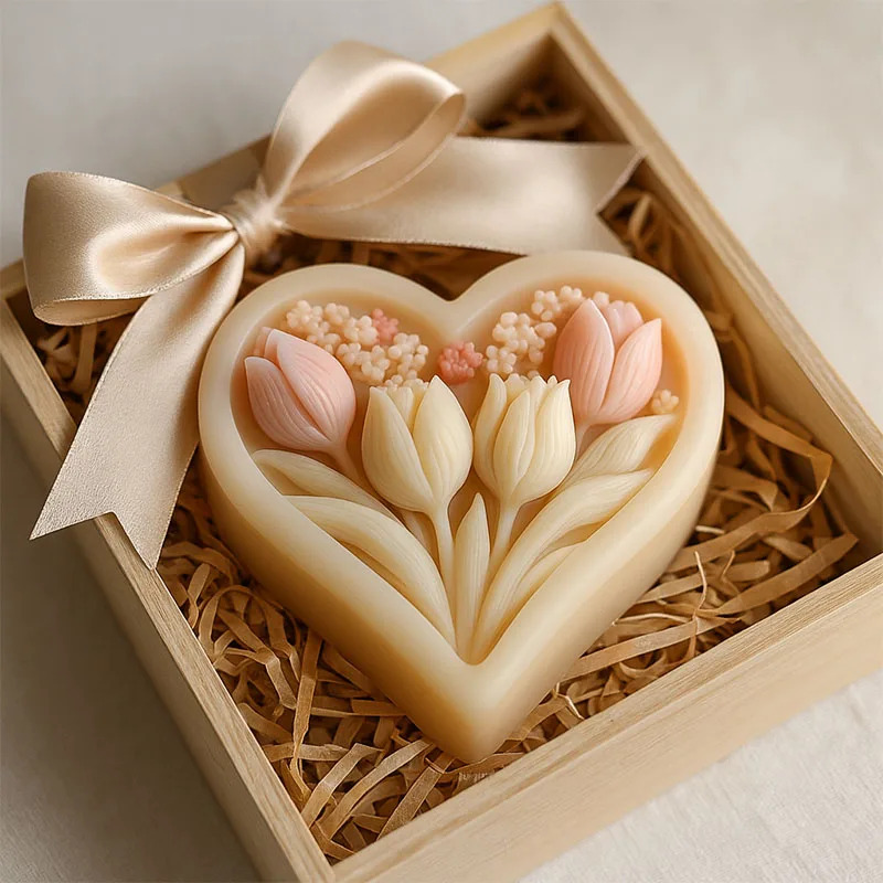 Soap Making Experiment - Siliconen mal voor hartvormige tulpenkaarsen –